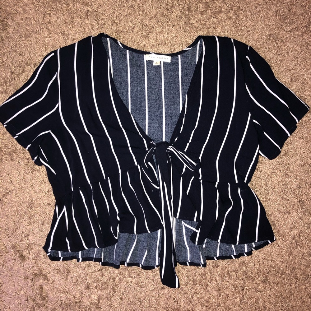 PacSun navy stripped front tie top